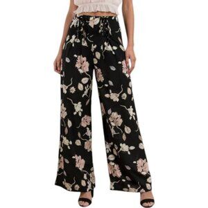 Billabong blue floral wide leg pants size M